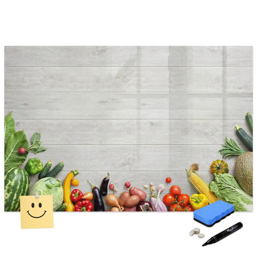 Tableau blanc magnétique effaçable à sec motif légumes frais