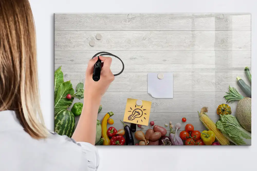 Tableau blanc magnétique effaçable à sec motif légumes frais