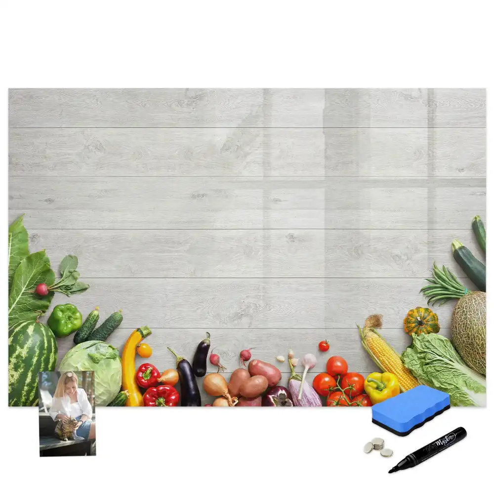 Tableau blanc magnétique effaçable à sec motif légumes frais