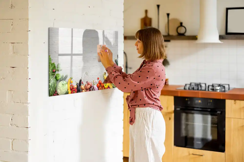 Tableau blanc magnétique effaçable à sec motif légumes frais