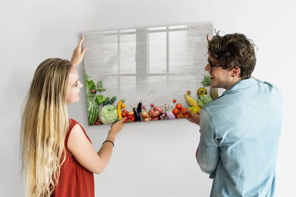 Tableau blanc magnétique effaçable à sec motif légumes frais