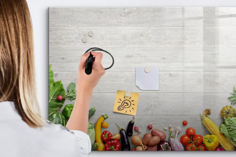 Tableau blanc magnétique effaçable à sec motif légumes frais