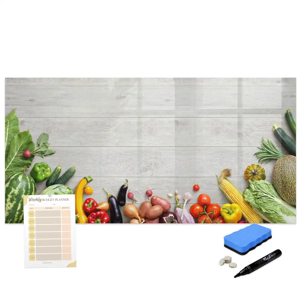 Tableau blanc magnétique effaçable à sec motif légumes frais