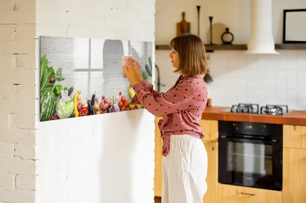 Tableau blanc magnétique effaçable à sec motif légumes frais
