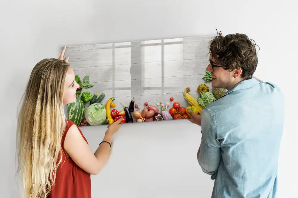 Tableau blanc magnétique effaçable à sec motif légumes frais