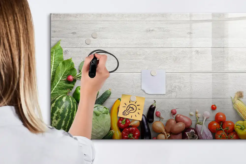 Tableau blanc magnétique effaçable à sec motif légumes frais