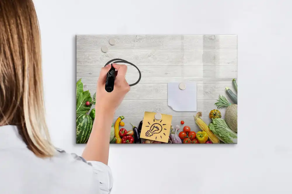 Tableau blanc magnétique effaçable à sec motif légumes frais