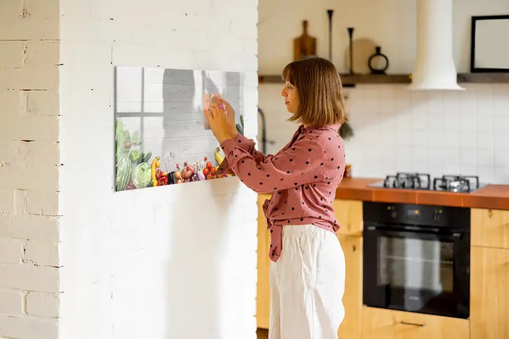 Tableau blanc magnétique effaçable à sec motif légumes frais
