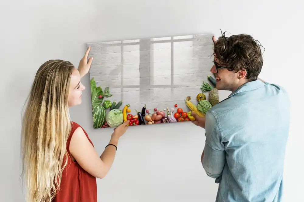 Tableau blanc magnétique effaçable à sec motif légumes frais