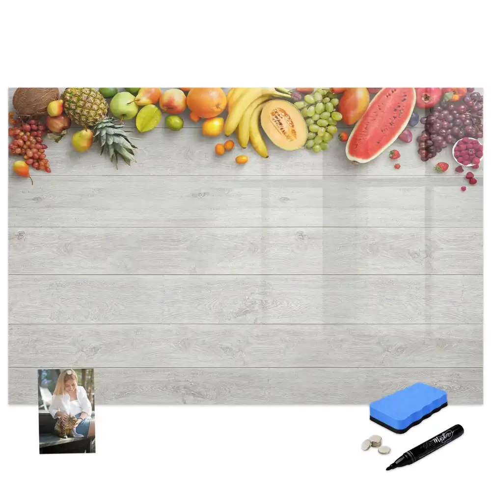 Tableau magnétique à dessiner motif fruits sur table