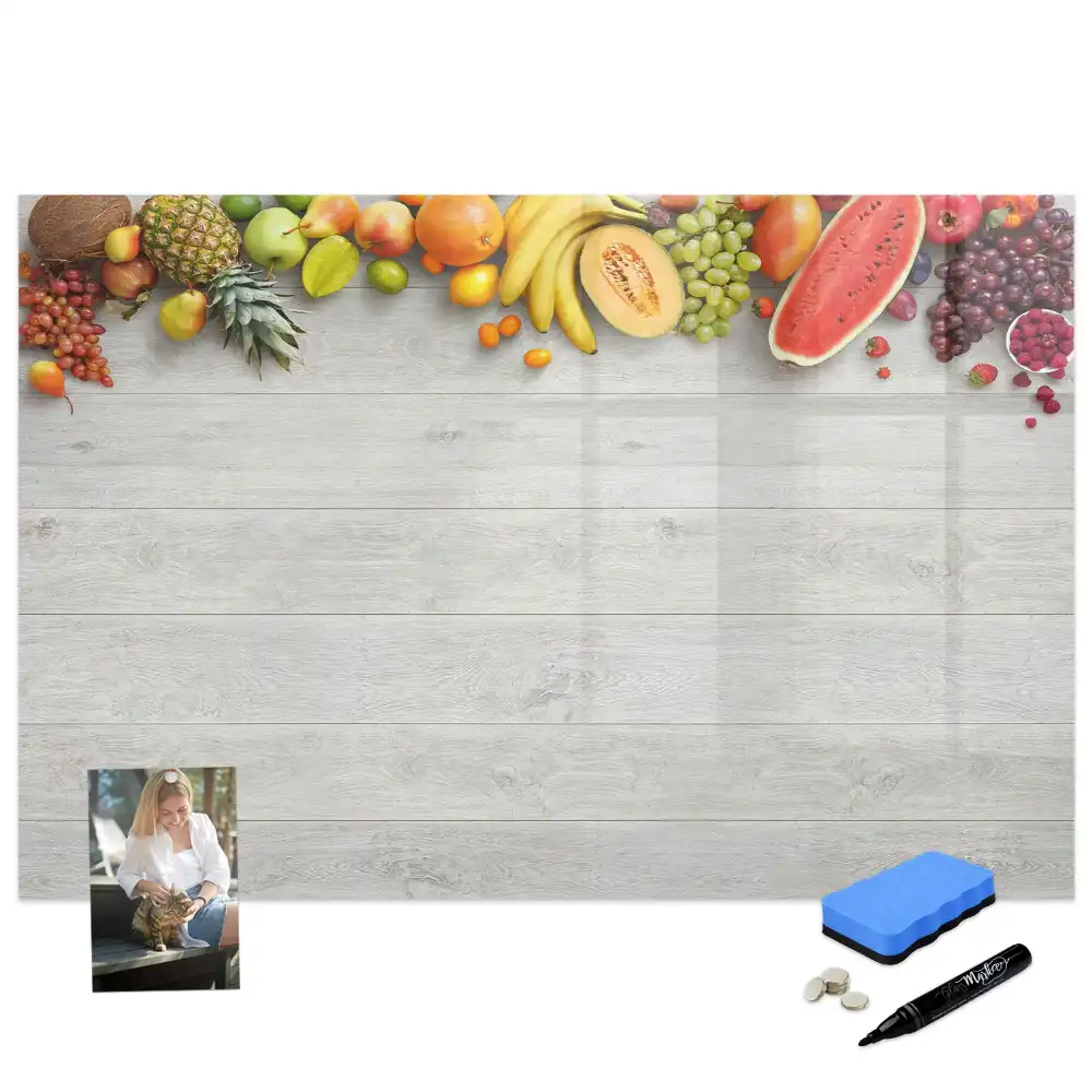 Tableau magnétique à dessiner motif fruits sur table