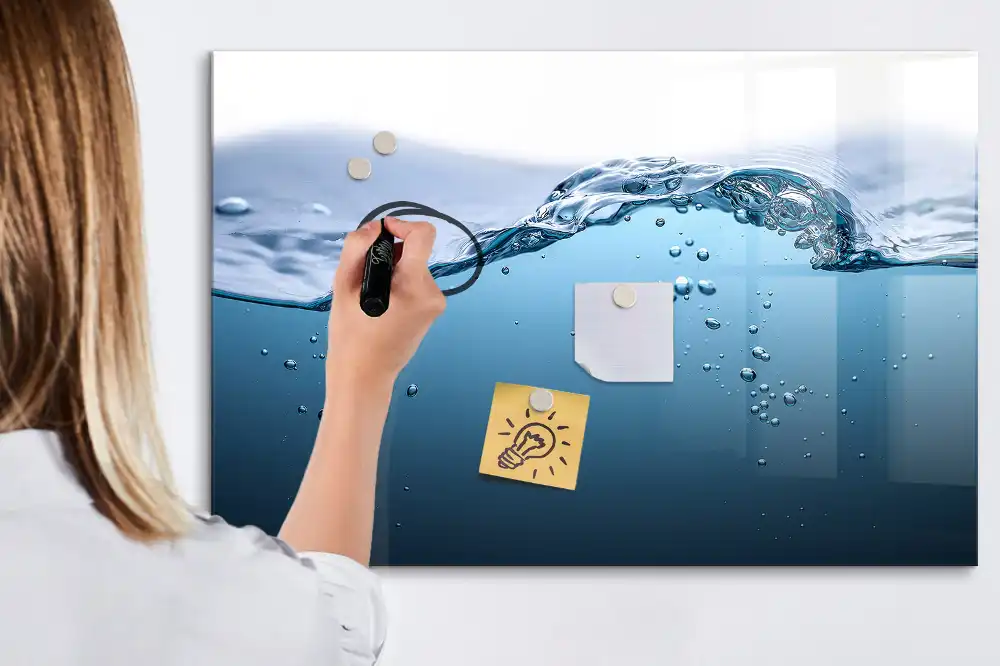 Tableau magnétique pour écriture avec design gouttes d'eau