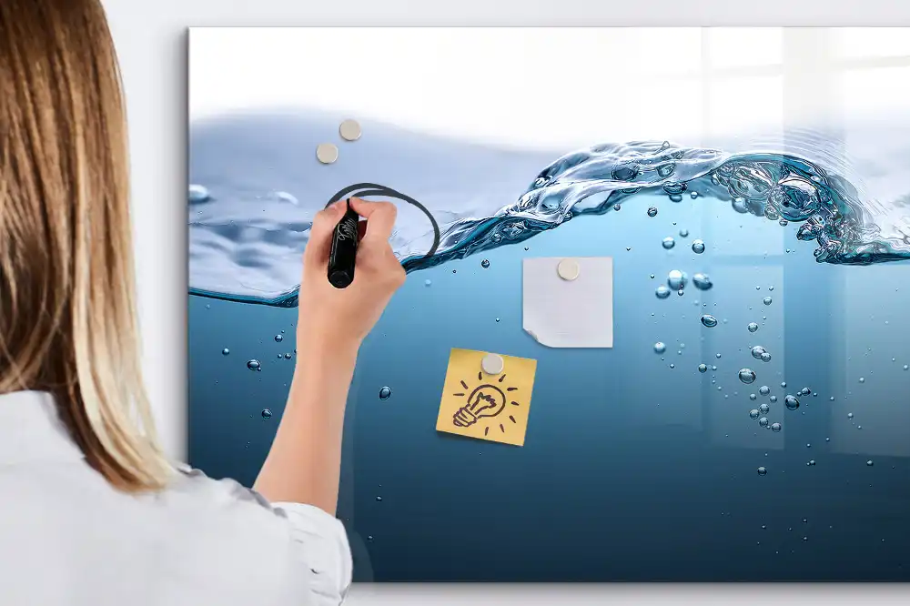 Tableau magnétique pour écriture avec design gouttes d'eau