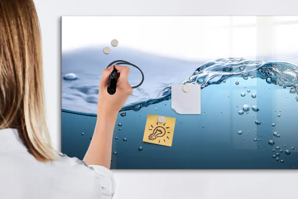 Tableau magnétique pour écriture avec design gouttes d'eau