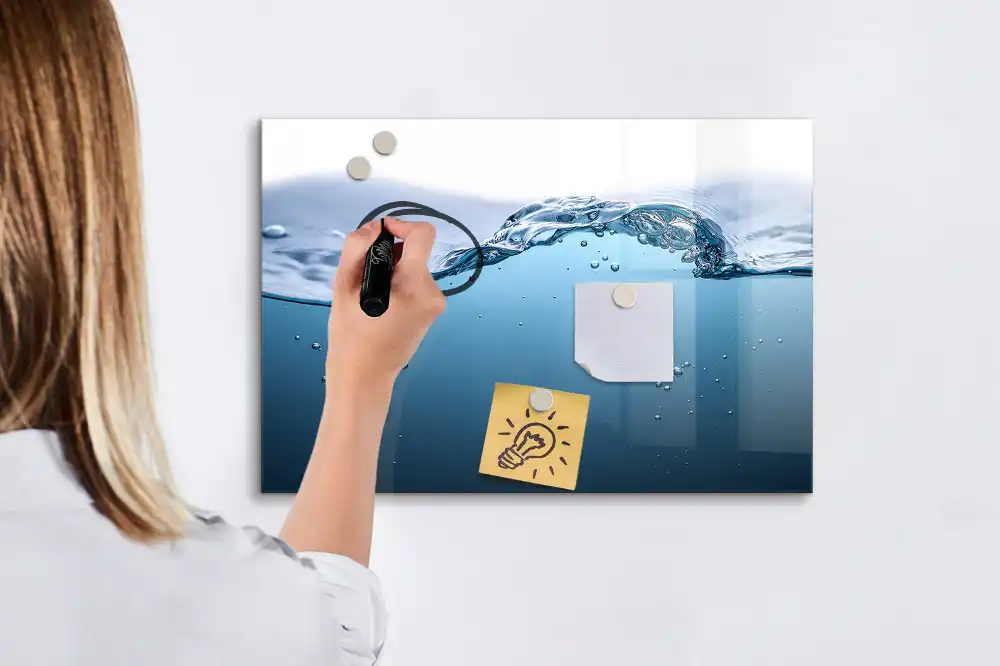 Tableau magnétique pour écriture avec design gouttes d'eau