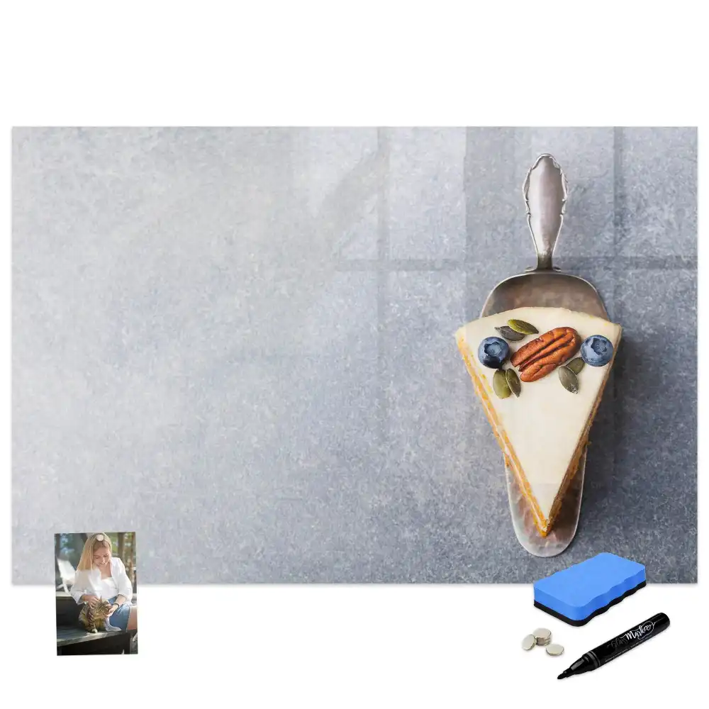 Tableau blanc magnétique effaçable à sec avec motif part de gâteau