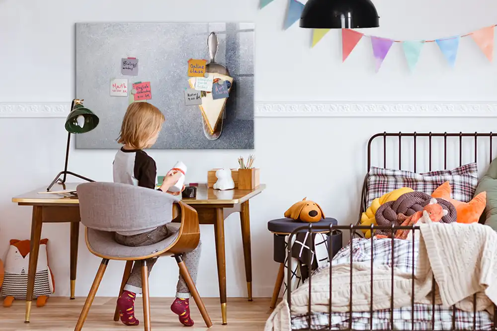 Tableau blanc magnétique effaçable à sec avec motif part de gâteau