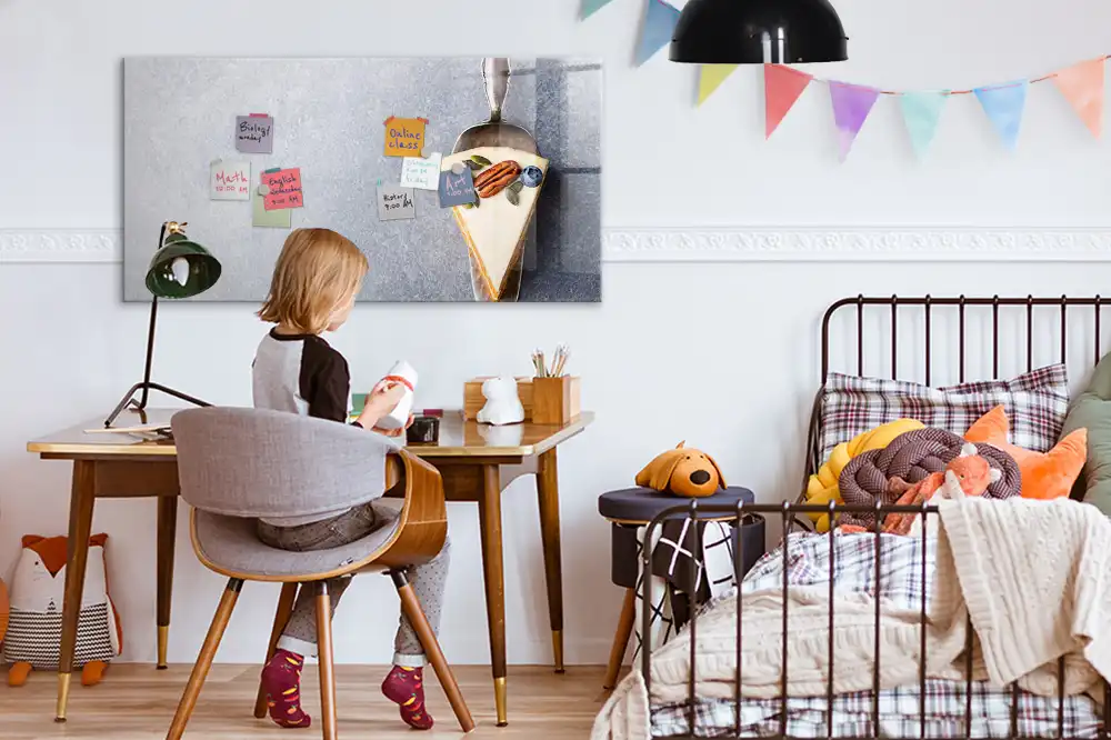 Tableau blanc magnétique effaçable à sec avec motif part de gâteau