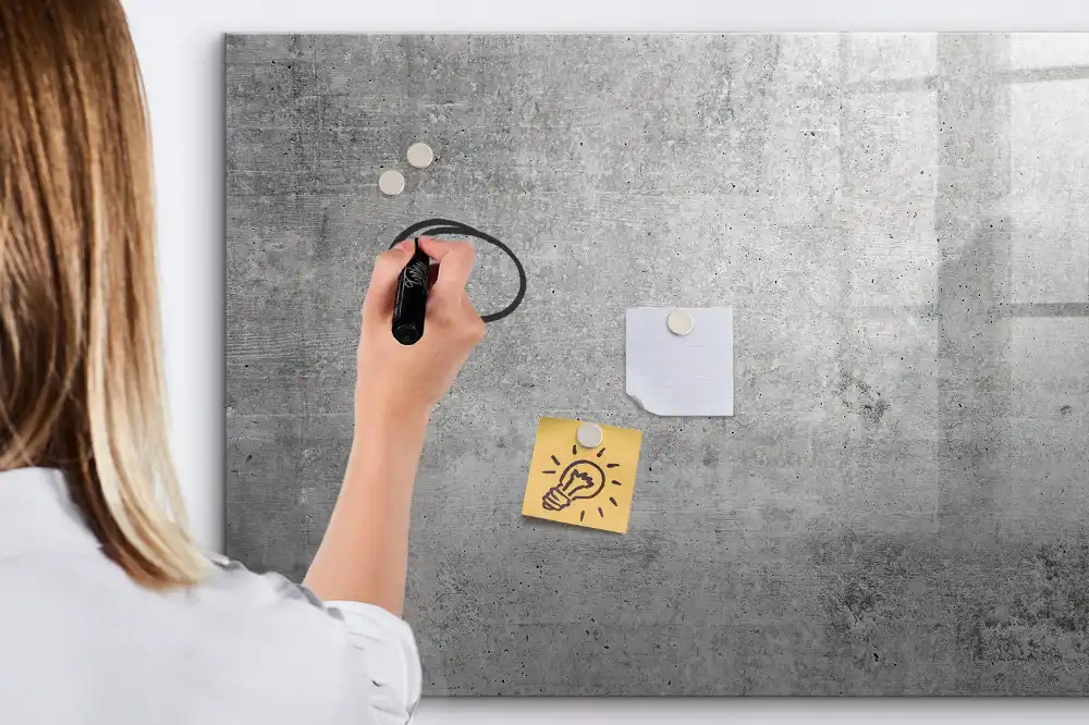 Tableau blanc magnétique effaçable à sec pour mur en plâtre brut