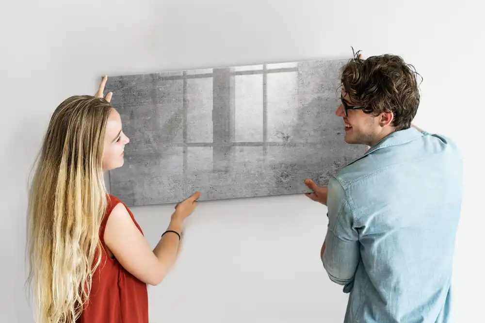 Tableau blanc magnétique effaçable à sec pour mur en plâtre brut