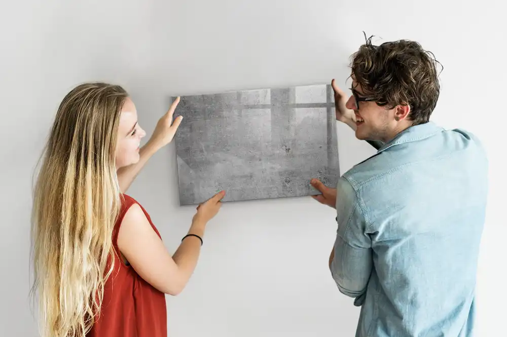 Tableau blanc magnétique effaçable à sec pour mur en plâtre brut