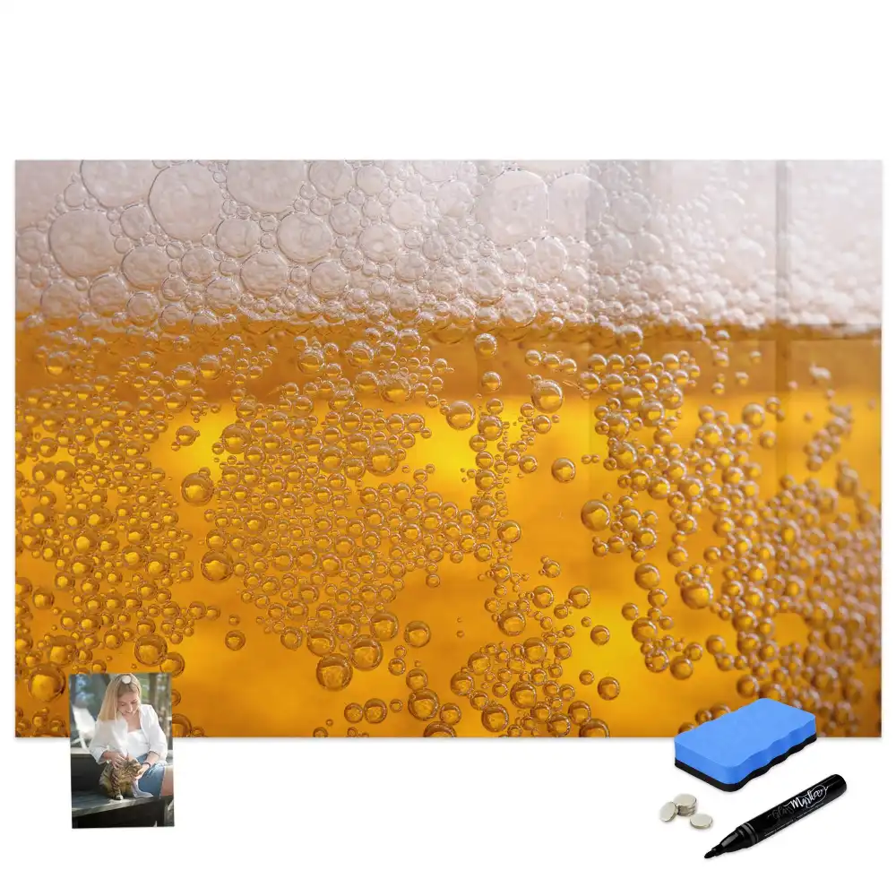 Tableau blanc magnétique effaçable à sec motif chope de bière blonde