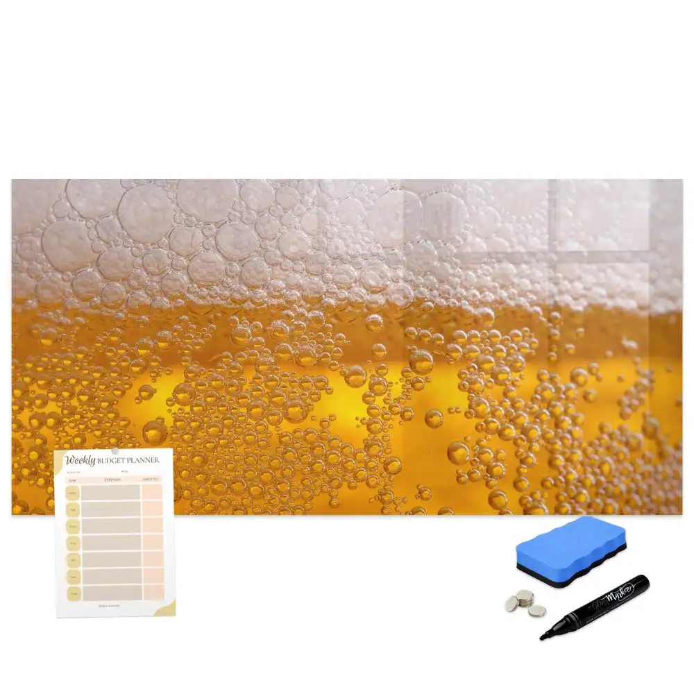 Tableau blanc magnétique effaçable à sec motif chope de bière blonde
