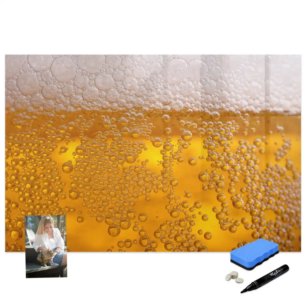 Tableau blanc magnétique effaçable à sec motif chope de bière blonde