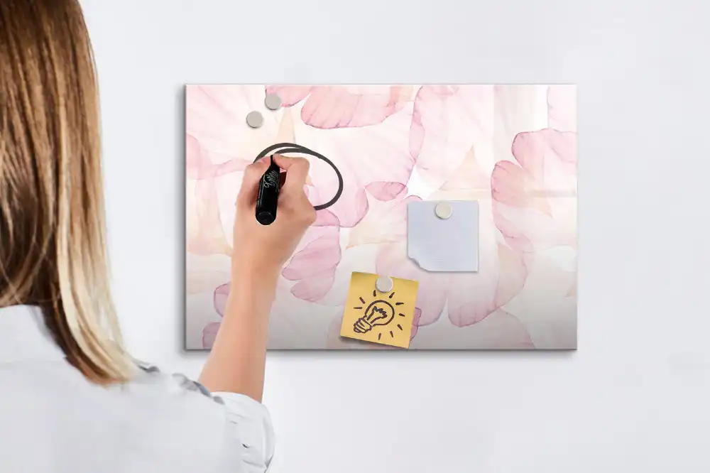 Tableau magnétique pour dessin motif pétales de fleurs aquarelle