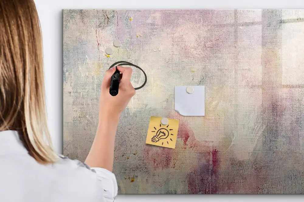 Tableau blanc magnétique effaçable à sec motif peinture abstraite