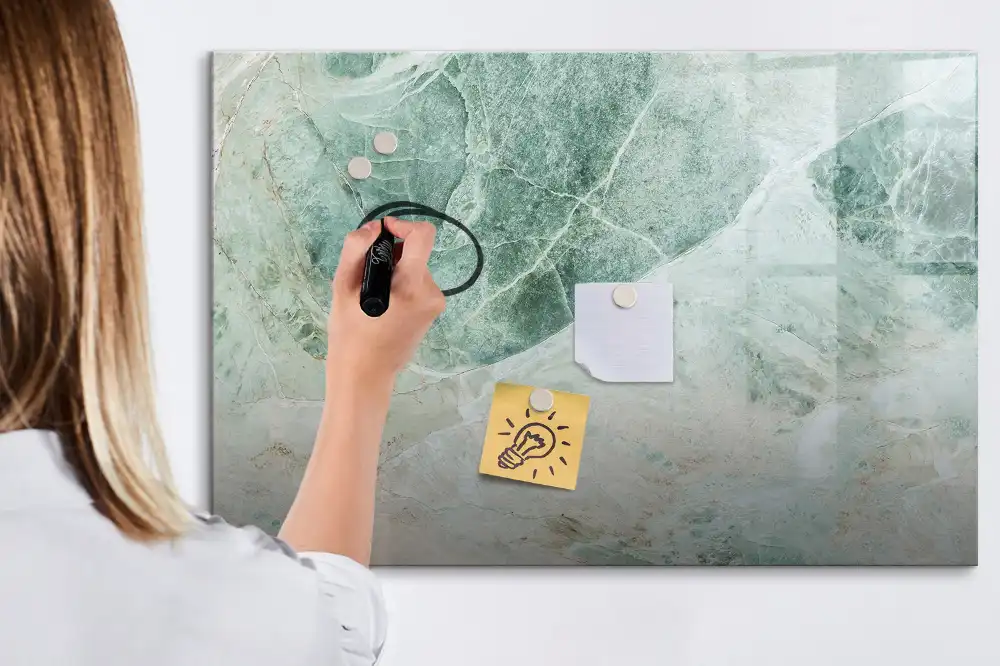 Tableau blanc magnétique effaçable à sec motif marbre élégant