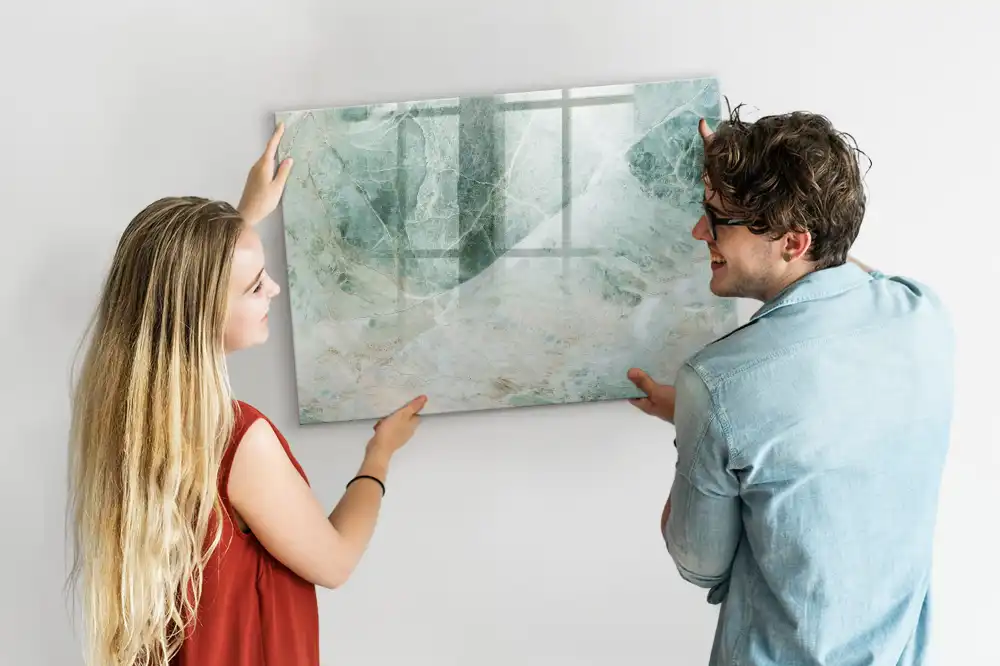 Tableau blanc magnétique effaçable à sec motif marbre élégant