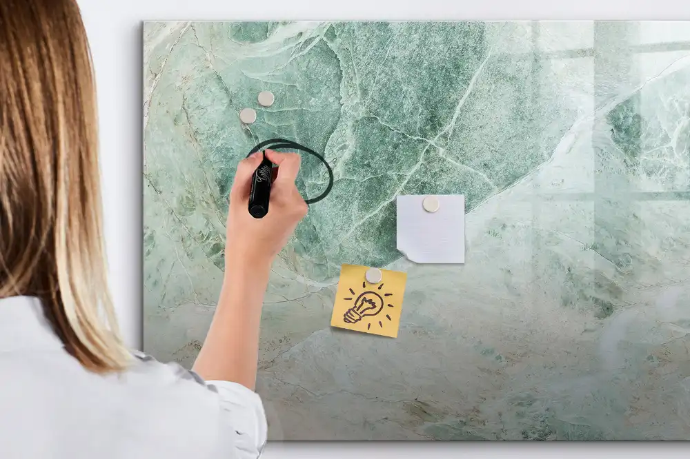 Tableau blanc magnétique effaçable à sec motif marbre élégant