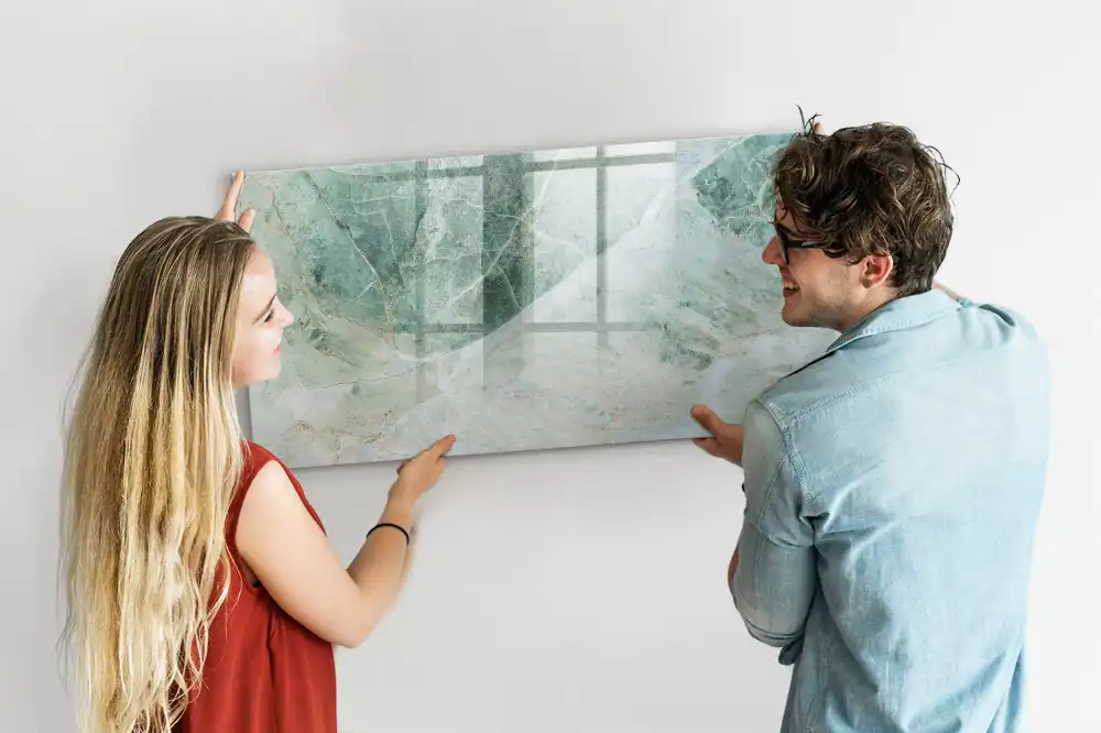 Tableau blanc magnétique effaçable à sec motif marbre élégant