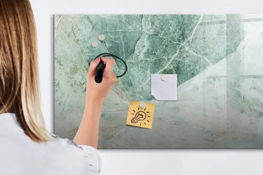 Tableau blanc magnétique effaçable à sec motif marbre élégant
