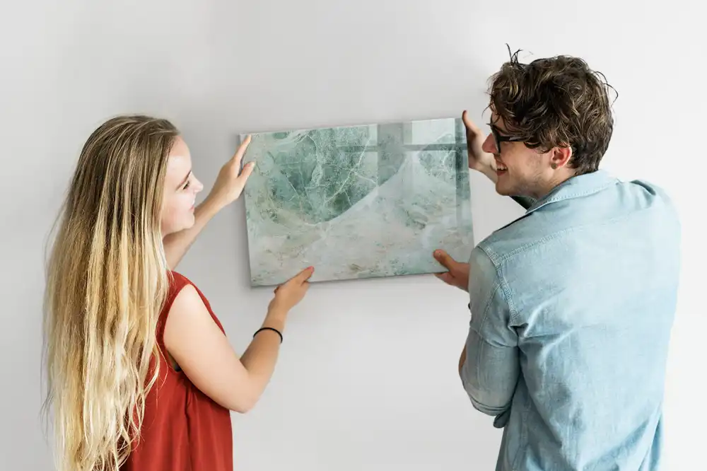 Tableau blanc magnétique effaçable à sec motif marbre élégant
