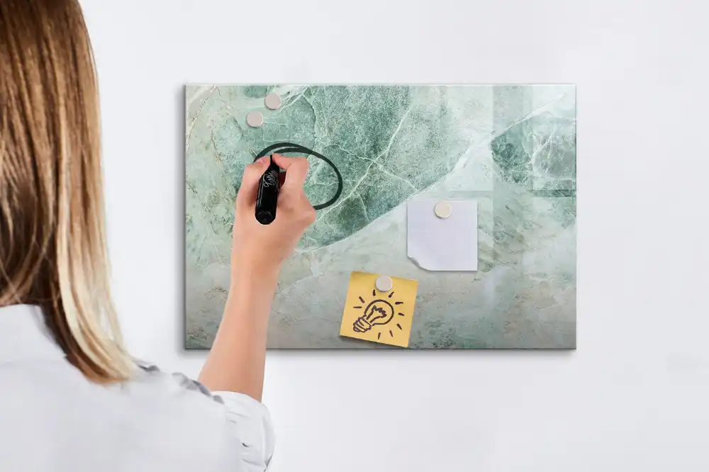 Tableau blanc magnétique effaçable à sec motif marbre élégant