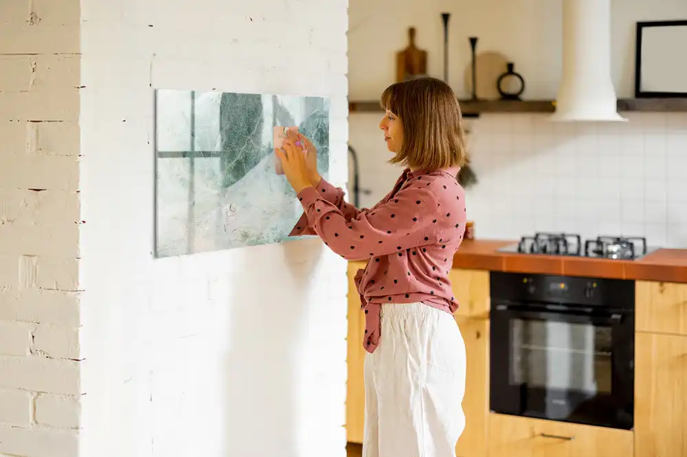 Tableau blanc magnétique effaçable à sec motif marbre élégant