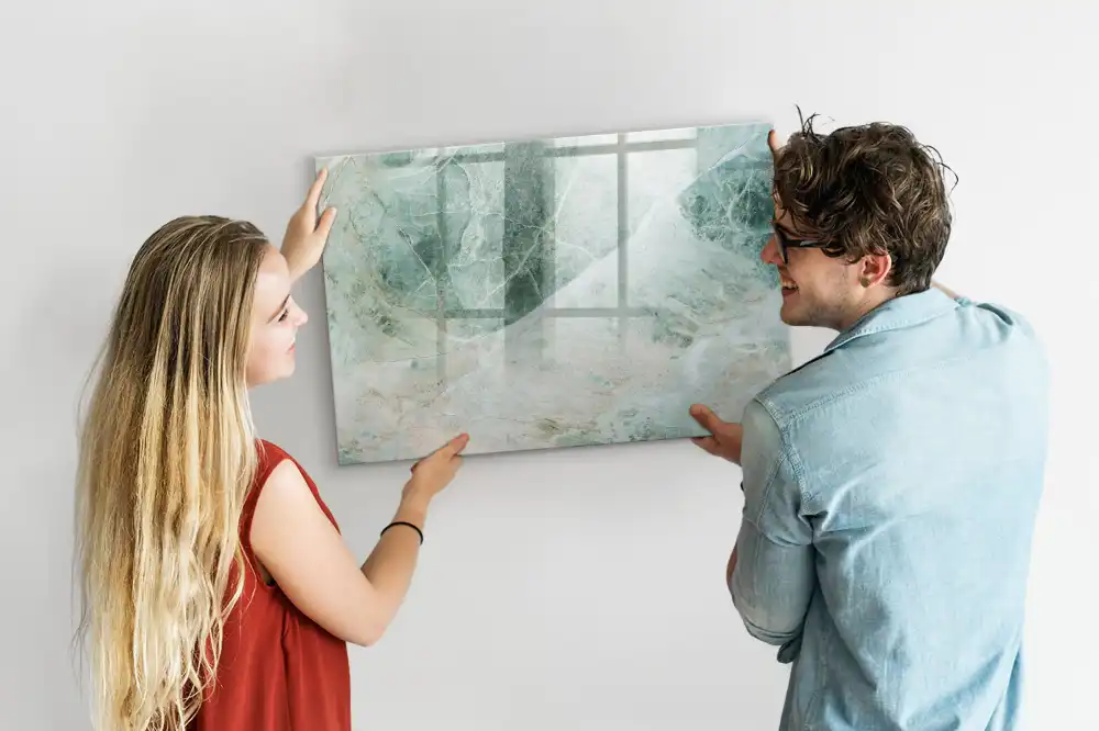 Tableau blanc magnétique effaçable à sec motif marbre élégant