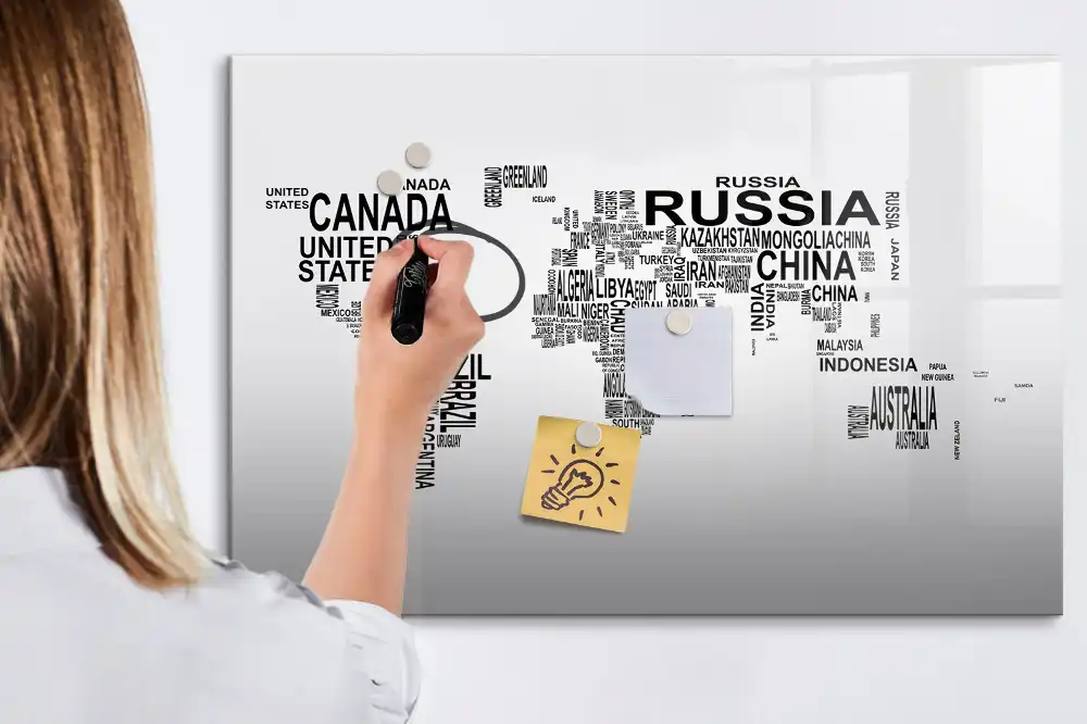 Tableau magnétique éducatif des continents avec lettres