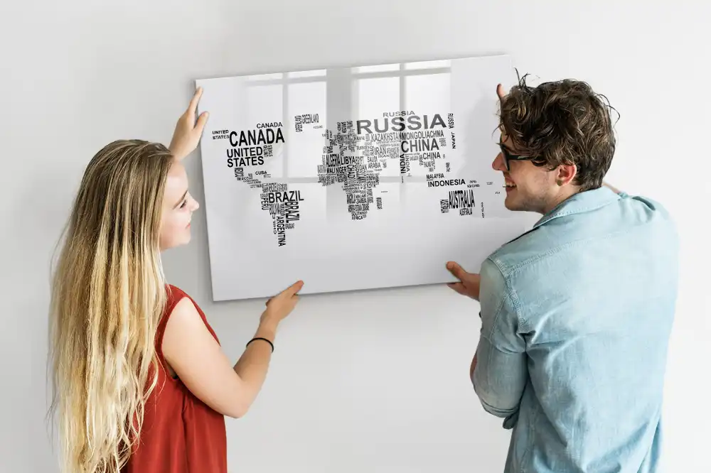 Tableau magnétique éducatif des continents avec lettres