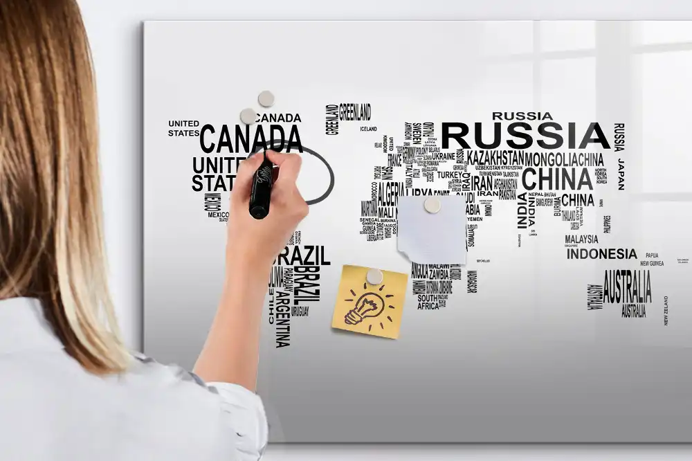Tableau magnétique éducatif des continents avec lettres