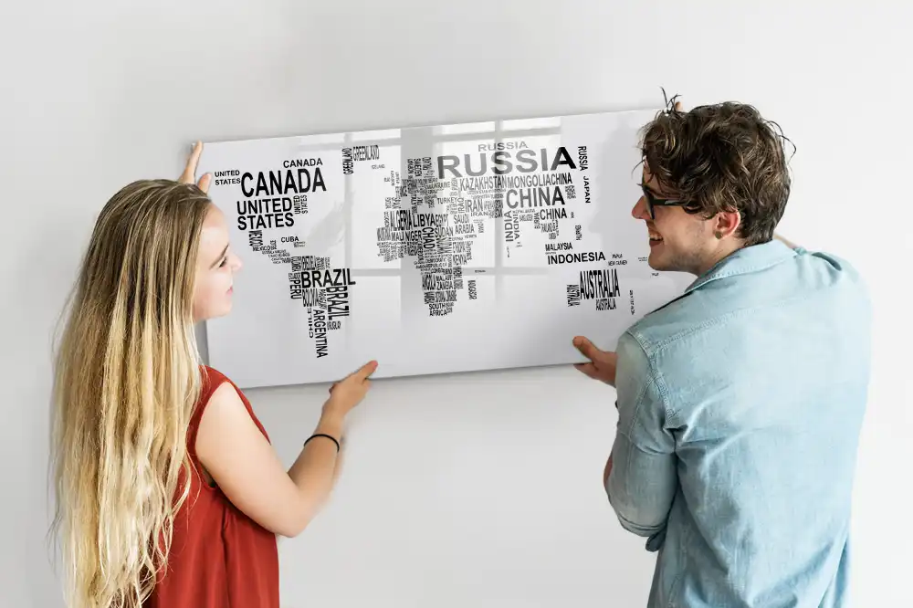 Tableau magnétique éducatif des continents avec lettres
