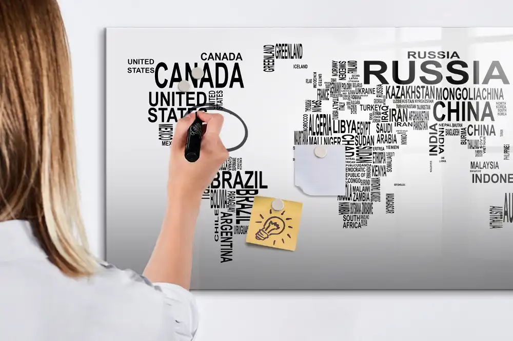 Tableau magnétique éducatif des continents avec lettres