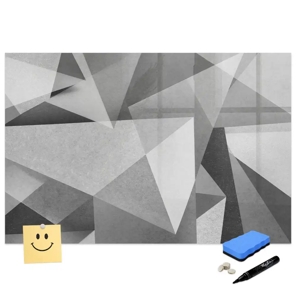 Tableau blanc magnétique effaçable à sec à motif d'abstraction tridimensionnelle