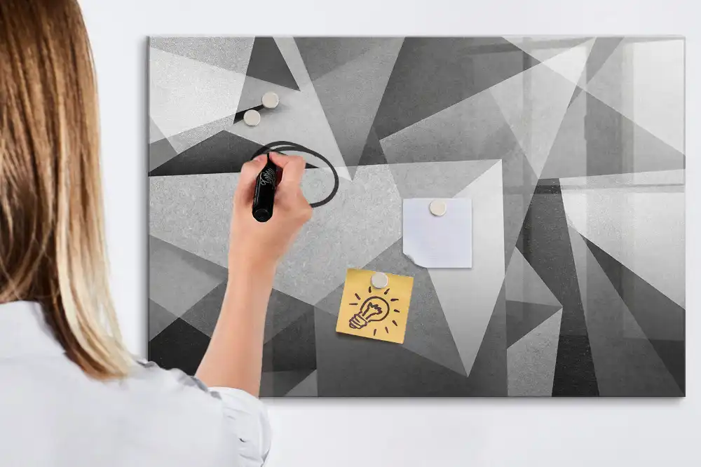 Tableau blanc magnétique effaçable à sec à motif d'abstraction tridimensionnelle