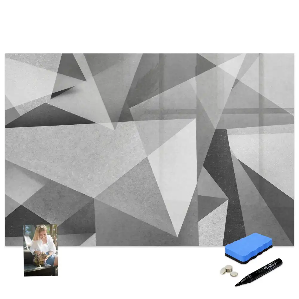Tableau blanc magnétique effaçable à sec à motif d'abstraction tridimensionnelle