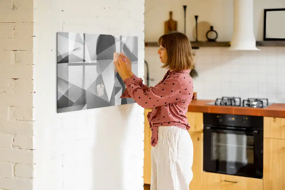 Tableau blanc magnétique effaçable à sec à motif d'abstraction tridimensionnelle