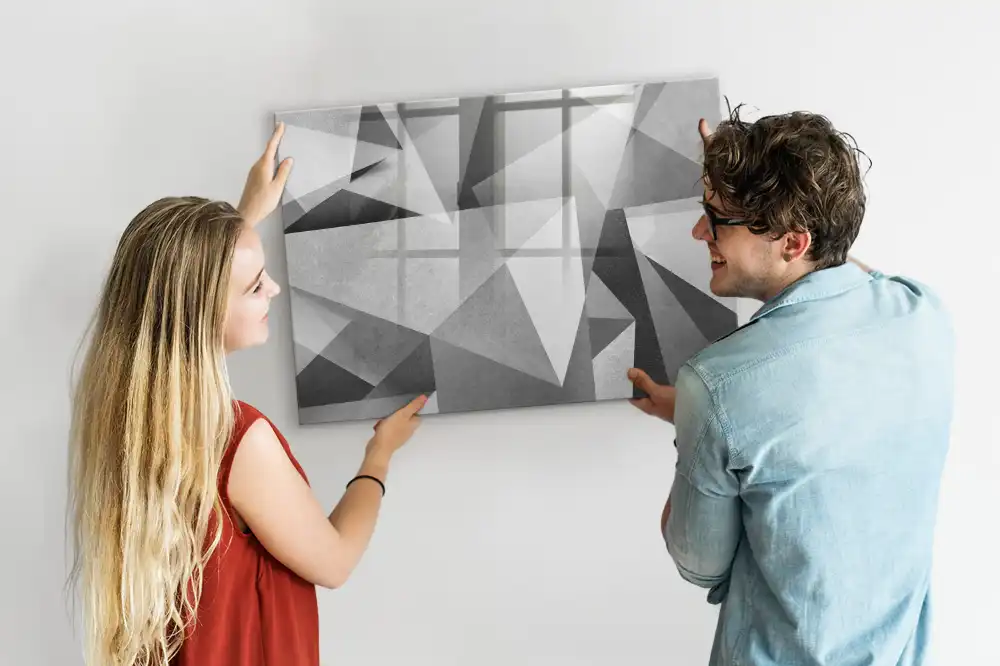 Tableau blanc magnétique effaçable à sec à motif d'abstraction tridimensionnelle