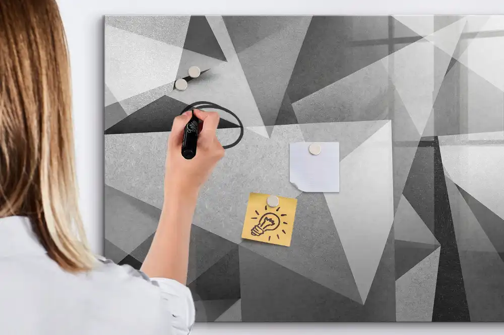 Tableau blanc magnétique effaçable à sec à motif d'abstraction tridimensionnelle